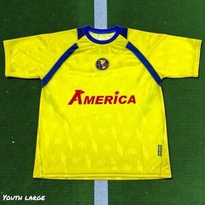 Vintage 1990s Club America Aguilas Soccer Jersey Youth LARGE Mexico Futbol